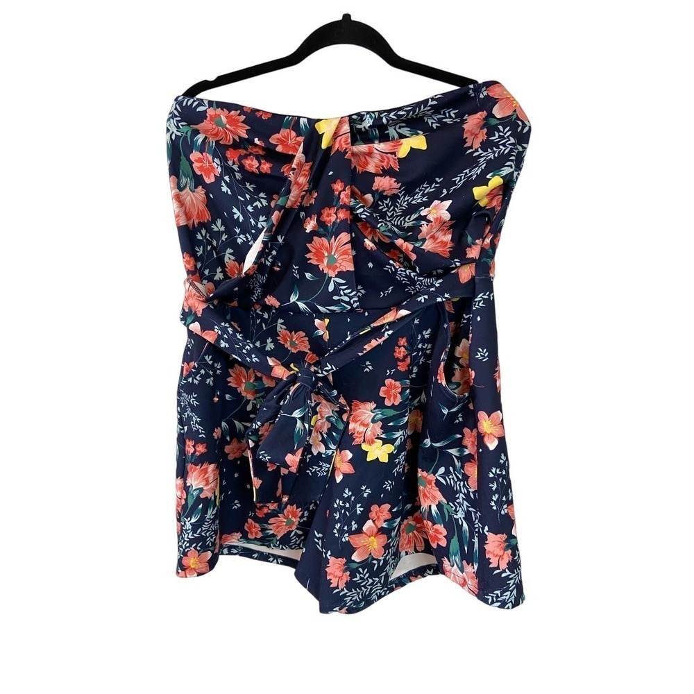 Great Jones Blue Floral Strapless Romper XXL